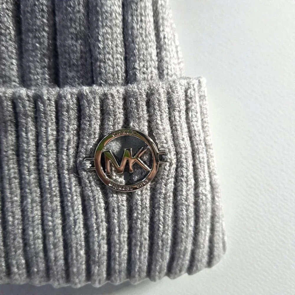 Micheal Kors Grey Faux Fur Beanie NWT